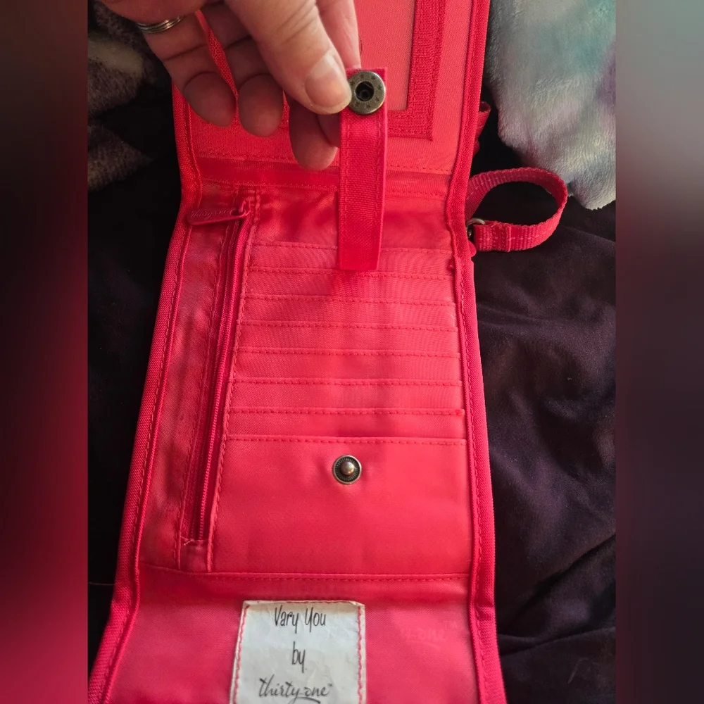 Thirty-One Pink Quilted Crossbody Bag/Wallet